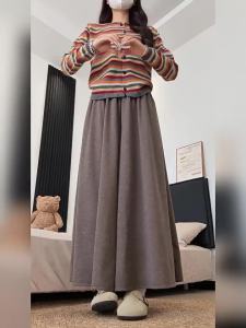 YAYANGREN | Brown High-waisted Flowy A-line Skirt Pants