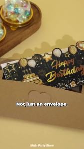 Bộ Phong Bì Đựng Tiền Mừng Sinh Nhật Black Gold Happy Birthday Sáng Tạo Tự Làm Có Ngăn Đựng Tiền Thiệp Gấp Mở Bất Ngờ Dành Làm Quà Tặng Sinh Nhật