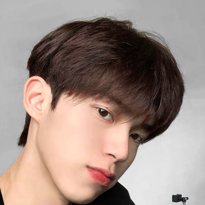 วิกผมผู้ชาย วิกผมสั้น วิกผมสำหรับผู้ชาย วิกผมหล่อ ผมปลอมผู้ชาย วิกผมปลอม แฮร์พีชผมสั้น วิกผมสั้นหน้าม้า วิกผมคอสเพลย์ มี 3 สีให้เลือก