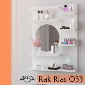 Rak Rias Make Up Dinding Tempel Gantung Kayu Kaca Susun Kosmetik Minimalis Dekorasi Serbaguna