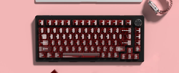 WOMIER 115 Keys Red Transparent Clear Keycaps Crystal Ceramic PC Keycap ...