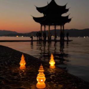 ShiPai Hangzhou West Lake Three Pools Mirroring the Moon Creative Magnetic Attraction Resin Glowing Fridge Magnet Travel Souvenir Decorative