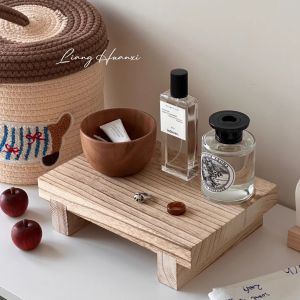 Rustic Solid Wood Incense Tray Jewelry Storage Display Stand Tea Table Tray Entrance Storage Ornament Large Size 25*18*7cm