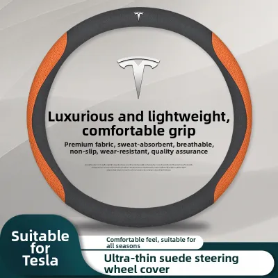 Ultra-Thin Genuine Leather Steering Wheel Cover for Tesla Model 3 Model Y Model X All-Season Car Accessories Sport Style