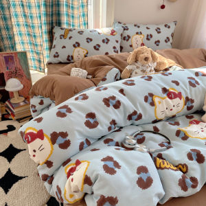 Kiss Dear | INS Style Leopard Cat Print Pure Cotton Bedding 4-Piece Set 1.5m/1.8m
