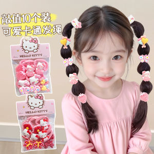 Adorable Cartoon KT Cat Thumb Hair Ties for Girls Sweet Princess Braiding Hair Accessories No Damage to Hair Kids Finger Hair Bands