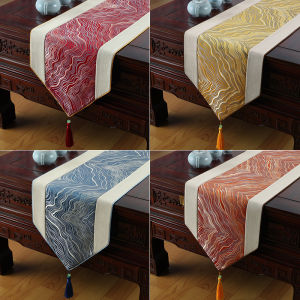New Chinese Style Luxury Table Flag Tea Table Cloth Art Silk Long Strip Simple Modern TV Cabinet Cover Pad Home Decor