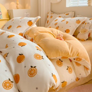 Cartoon Double-sided Thick Coral Fleece Bedding Set