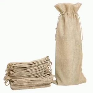 Burlap Wine Bags - Jute Wine Bottle Bags - Durable and Reusable - Drawstring Closure - 1 Piece - 6x13.8 inches - Elegant Gift Tags Included