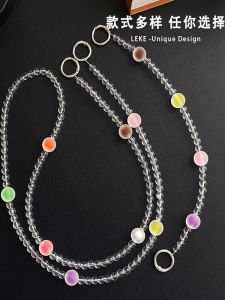 Korean Color Collision Mobile Phone Lanyard Crossbody Bag Chain Handheld Travel Release Both Hands Bead String Accessories