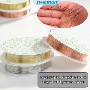 Copper wire for DIY Bracelet Necklace Gold Silver 0.2-1mm Colorfast Beading Wire for Jewelry Making Handmade Pendant
