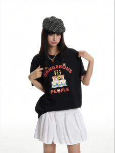 dangerouspeople | Foam Printed Cotton Drop Shoulder Couple T-shirts