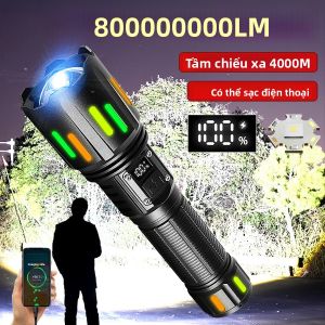 800000000LM Siêu Sáng Di Động Đèn Pin LED Sạc Zoom Chiến Thuật Đèn Lồng Chống Nước Ngoài Trời Ánh Sáng Cho Câu Cá Cắm Trại Săn Bắn