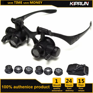 KIPRUN Magnifying Glasses Headband LED Light Glasses Magnifier 10X 15X 20X 25X Dual Eye Loupe Lens for Watch Repair Jewelry Optical Lens Glass Magnifier