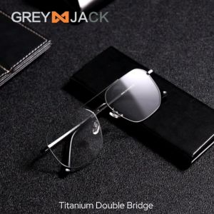 Grey Jack Frame Kacamata Bahan Titanium Model Aviator Ringan Kokoh Fashion Bisnis Style Simple Bisa Minus Antiradiasi Bluecromic 98434