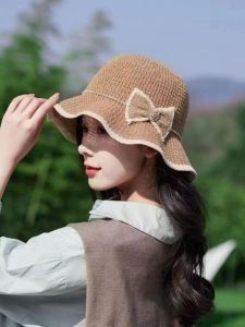 หมวกตกปลาฤดูร้อน หมวกทรงกลม หมวกกันแดดสำหรับผู้หญิง แฟชั่น ป้องกันแสงแดด ใบกว้าง หมวกทรงกลม หมวกแฟชั่น