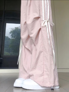 Pink Quick Dry Sports Pants Womens High Waist Casual American Style Butterfly Knot Workwear Trousers Spring Summer New Arrival