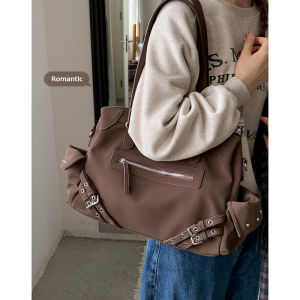 Retro Tote Bag Womens Large Capacity Handbag Commuter Bag Fashionable Vintage Handbag Casual Soft PU Leather Shoulder Bag