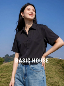 Basic House | French Style Polo Collar Short Sleeve Thin Shirt