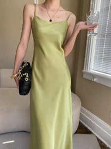 Acetate Satin Long Dress Womens Style New Chinese Elegant Unique Skirt Character Sensation Strapless Gown High Waist A-Line Dress