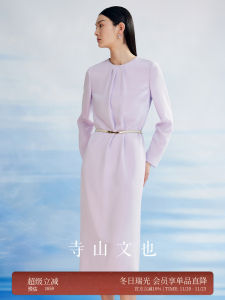 Silk Long Sleeve Dress Women Loose Fit Spring Autumn New Style Fuyue Wrap Chain Belt Loose Waist A-Line Skirt H-Shape