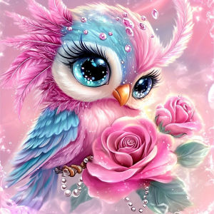 Huacan 5D DIY Diamond Painting Owl Rose Diamond Mosaic Animal Flower New 2026 Picture Of Rhinestones
