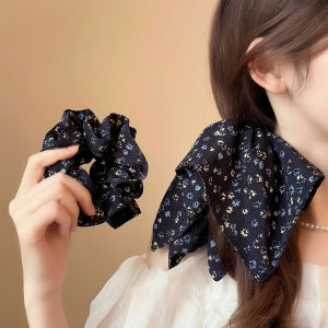 Retro Floral Satin Double Layer Hair Ties Women Korean Style Sweet Unique Bun Headbands Versatile Hair Bands Fresh out New Fashion