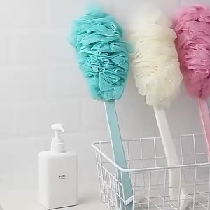 S-02 Sikat Gosok Mandi Badan Dan Punggung Gagang Panjang Stick Shower Puff Jaring Lembut