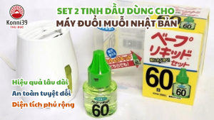 SET 2 TINH DẦU DÙNG CHO MÁY ĐUỔI MUỖI NHẬT BẢN (45MLx2 - DÒNG 60 NGÀY)