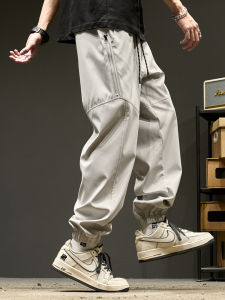 Loose Cuffed Casual Pants for Men Spring Autumn Quick Dry Sport Trousers Pure Color Patchwork Youth Fashion Brand SZON
