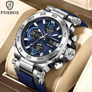 LIGE Sub Merek FOXBOX Jam Tangan Pria Olahraga Bercahaya Layar LCD Jam Tangan Kuarsa Militer Tahan Air untuk Pria + Kotak