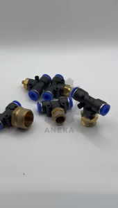 Fitting Tee Drat Luar Male M5  1/8  1/4  3/8  1/2 Pneumatic Slip Lock 4mm 6mm 8mm 10mm 12mm