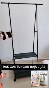 TRIANGLE STAND HANGER - GANTUNGAN PAKAIAN TIANG BERDIRI DENGAN 4 RODA RAK BAJU BUKU SERBAGUNA