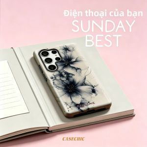 Potdemiel | Ốp Điện Thoại Samsung Galaxy S26/S25/S24 A56 A36 Ink Daisy - Bảo Vệ Kép Sang Trọng Chống Sốc Từ Tính Dành Cho Nữ Và Bé Gái