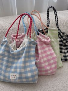 K-Style Easiest for Match Shoulder Bag Canvas Bag Large Capacity Student Handheld Class Commute Leisure Tote Bag Female