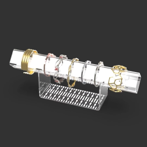 TEMPAT RAK PENYIMPANAN PAJANGAN AKSESORIS PERHIASAN GELANG AKRILIK BENING BRACELET BANGLE JEWELRY JEWELLERY RACK SHOWCASE DISPLAY ACCESSORIES HOLDER STAND STORAGE ORGANIZER KEKINIAN AESTHETIC ESTETIK ELEGANT MODERN PATTERN CLEAR ACRYLIC MOTIF DASHED 013