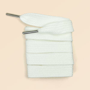 Wide Canvas Shoelaces Anti-tying Metal Head Shoes White Cloth Shoes SR Open Smile Metal Head opposite Shoelace Binding