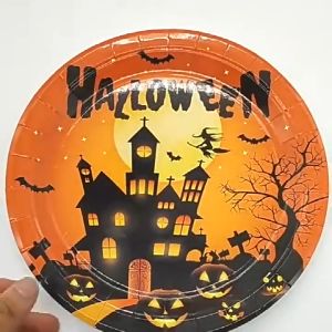 Halloween Disposable Cutlery Dinner Plates Paper Cup Table Bula Flag Main Halloween Party Decoration