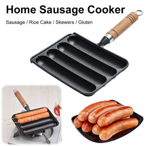 Cast Iron Pre-Seasoned Grilled Sausage Pot Non-Stick Baking Mold Food Tool Hot Dog Mold Pan Hot Dog Baking Steaming Tool