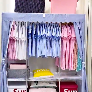 Extra Large Capacity Wardrobe Alloy Steel Tube Durable Clothes Storage Cabinet For Bedroom Bear 600KG
