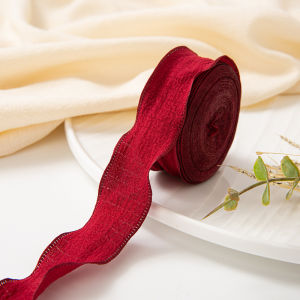 10 Thước Ruy Băng Lụa Viền Ren Nhăn 2.5CM Vải Organza Màu Trơn Dùng Làm Phụ Kiện Tóc Tự Làm Trang Trí Thủ Công