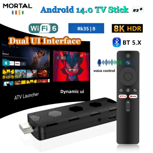 R3+ Android TV Stick 8K Video Support Dual Band WiFi6 Bluetooth5.4 Voice Remote Android 14 Netflix YouTube Fast Streaming TV  Bo