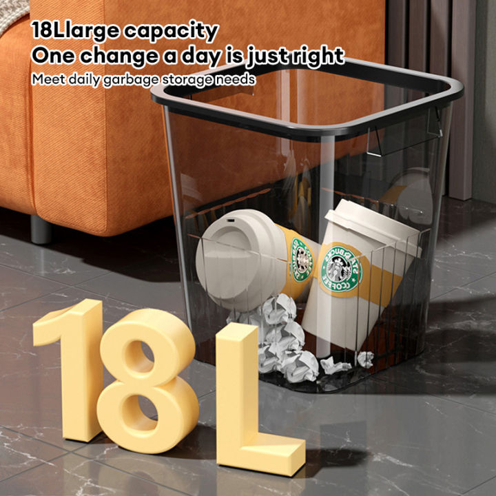 18L Trash Bin Transparent Trash Can Luxury Plastic Garbage Can