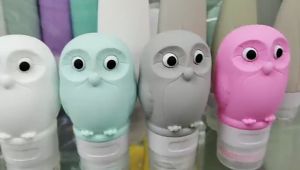 (60ml)Set Silikon Botol Sabun Isi Ulang Travel Toiletries Kit Bottle Refill/ Botol Sabun Shampoo Lotion Travelling Botol Travel Portable Motif Owl Lucu/ Bottle Refill Shampoo Lotion Shower Gel /Travel Bottle / Botol Tube untuk lotion travelling