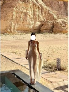 Đầm Dài Hở Lưng Gợi Cảm Turn up Cho Nữ Mùa Hè Thiết Kế Cao Cấp Không Tay Váy Midi Màu Trơn Váy Công Sở Váy Dự Tiệc