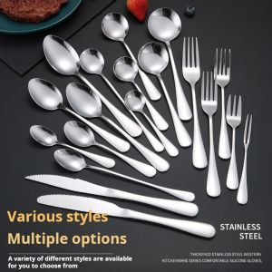 Stainless Steel Spoon Fork Main Dining Knife Steak Knife Fruit Fork Tea Spoon Stainless Steel Boutique Tableware Family Company Student Dining Utensils