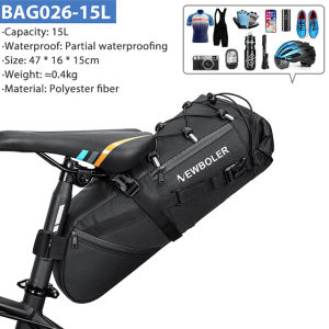 NEWBOLER | NEWBOLER 18L Bike Saddle Bag Waterproof MTB Road Bicycle Large Capacity Cycling Bag Foldabe Tail Rear Bag Trunk Accessories