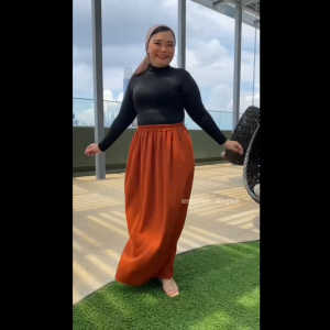 Plus Size (S-5XL) Good Stretchable Laici Crepe Pocket A Line Skirt Muslimah Kain (4972)