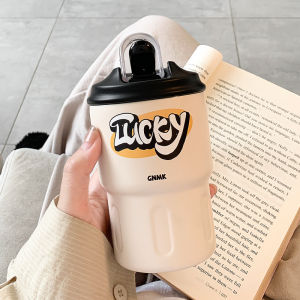 Portable Stainless Steel Insulated Coffee Cup Simple Design High Aesthetic Value for Office Use with Straw Water Cup for Women