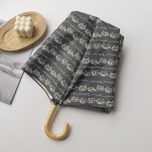 ร่มกันฝนแบบพับได้สองครั้ง ร่มกันแดดกันฝนแบบอัตโนมัติ ร่มกันลมขนาดใหญ่ ร่มแบบไม้ไผ่สไตล์วินเทจสำหรับนักเรียน